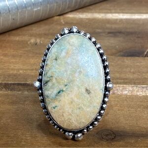 Vintage Style Genuine Mariposite Quartz Gemstone Ring Size 8 Silver 925 Plated